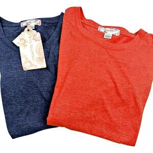 BOG Collective Lot (2) Tie Front Tee's T-shirt NEW Medium Orange Blue
